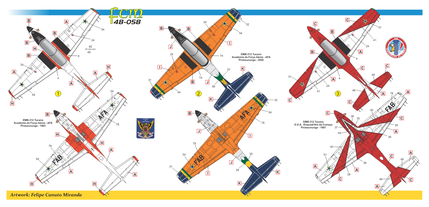 Decalque T-27 Tucano - 1/48 - FCM 48055