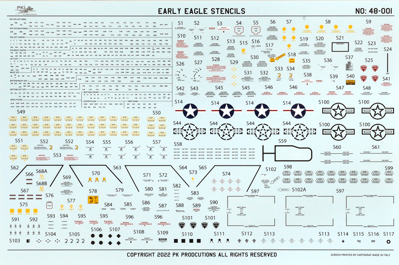 PK Decals 1/48 48-001 Early Eagle Stencils for GWH or Hasegawa PK Decals 1/48 48-001 Early Eagle Stencils for GWH or Hasegawa