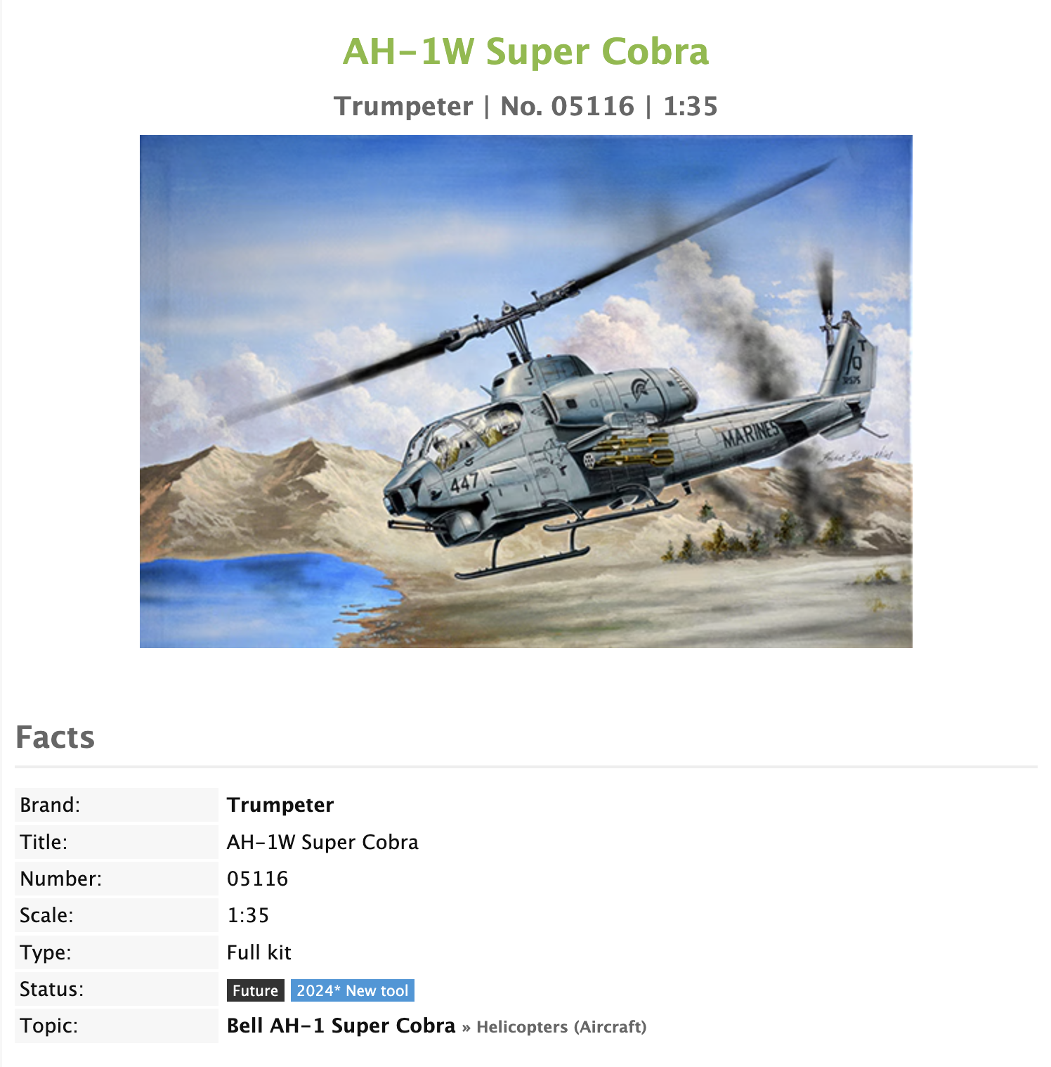 Trumpeter 1/35 AH-1W Super Cobra inbound - Helicopter